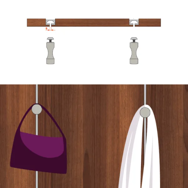 Display storage system for clothing and accessories Pin Hang titanium