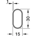 Wardrobe rail OVA, 30x15x1mm, L2500mm, brass plated, clear lacquered