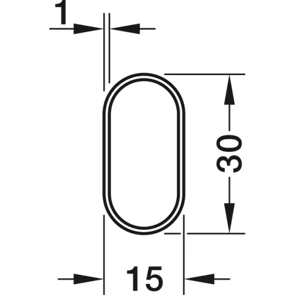 Vamzdis ovalus, 30x15x1mm, L2500mm, žalvaris lakuotas