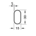 Wardrobe rail OVA, 30x15x0.8mm, L1500mm, chrome