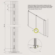 Profilis vertikalus WALK-IN L2606mm, elektrinei sistemai aliuminis MODUS