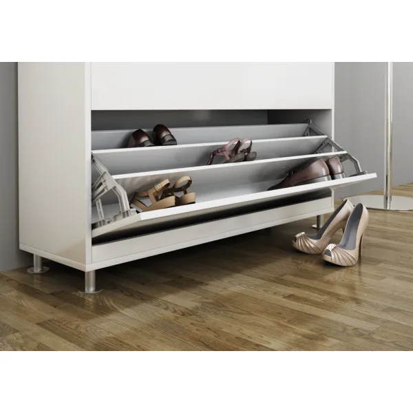 Shoe rack fitting, for shoe cupboards, with 3 compartments