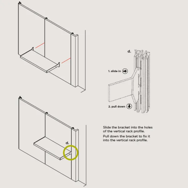 Laikiklis lentynos šoninis WALK-IN L400mm, pilkas MODUS