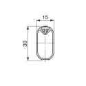 Vamzdis aliuminio ovalus su plastikine apsauga 30x15mm, L2350mm, juoda