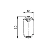 Tube aluminum oval with plastic protection 30x15mm L2350mm black
