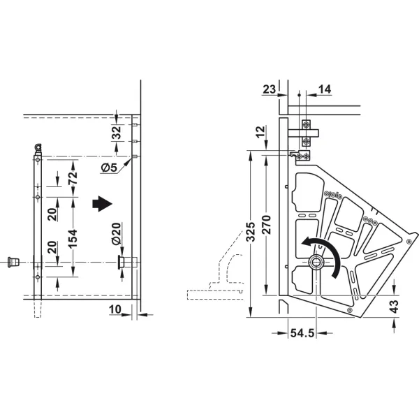 Shoe rack fitting, for shoe cupboards, with 3 compartments