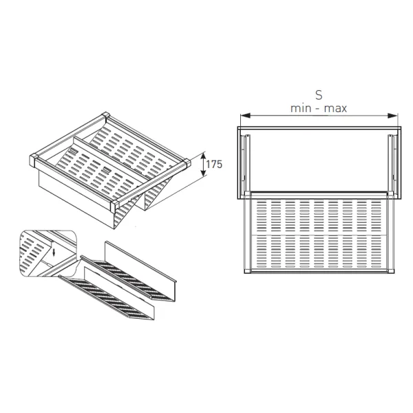 Metal drawer for shoes W800mm with soft closing, grayanthracite