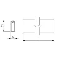 Rectangular rail with silicone protection, 30x12mm, L3000mm, white