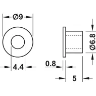 Inset cup, Plastic, e.g. for mounting handles on glass doors