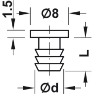 Amortizatorius įkalamas Ø6mm, 1,5mm, skaidri