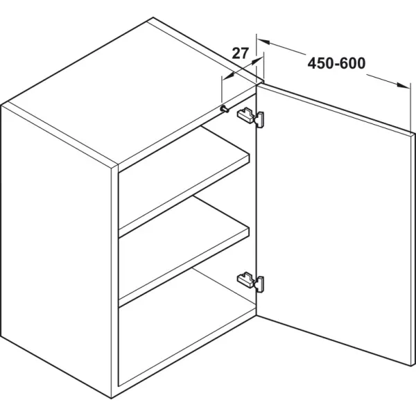 Soft closing mechanism for doors, Smove, for installation in/on top panel or base at hinge side