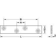 Connecting plates, Steel, with 4 screw holes