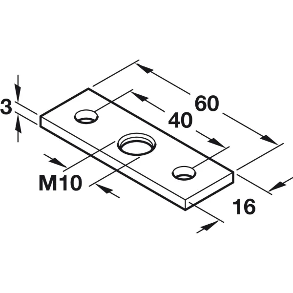 Plokštelė prisukama M8 60x17mm