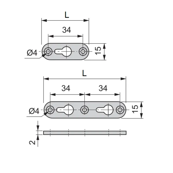 Plate for cabinet hanging L45mm