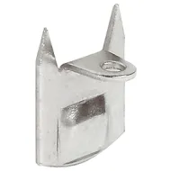 Angled striking plate, for furniture bolt, with ridge and teeth