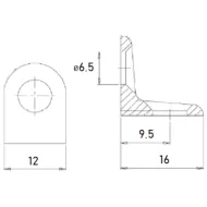 Chair bracket, zinc-plated, 16x16mm