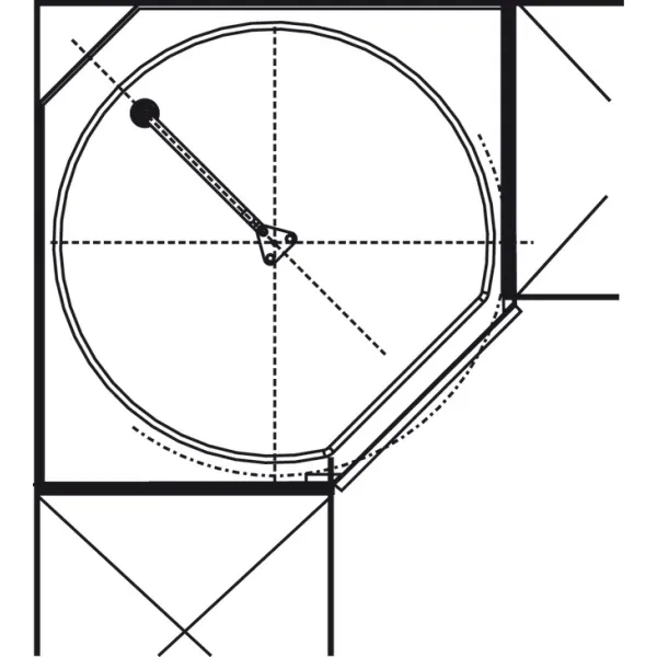 Three quarter circle carousel fitting, For corner cabinet, with 90° doors