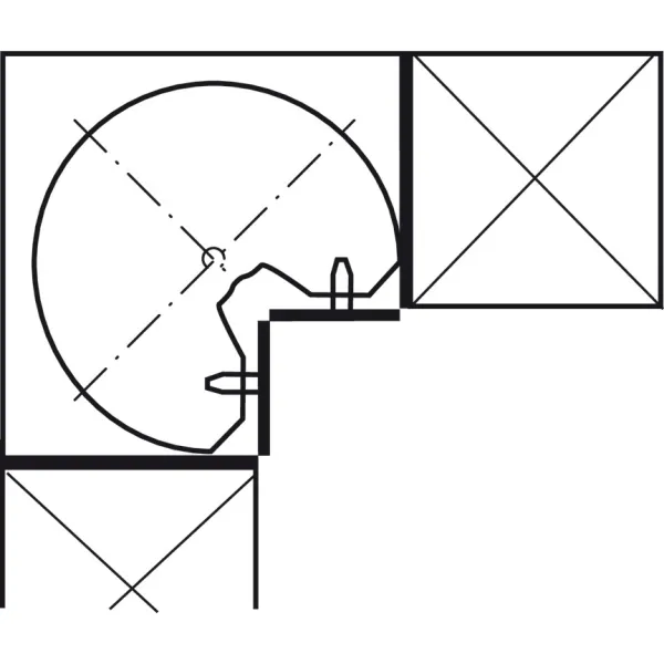 Three quarter circle carousel fitting, For corner cabinet, with 90° doors