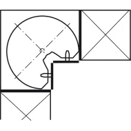 Three quarter circle carousel fitting, For corner cabinet, with 90° doors