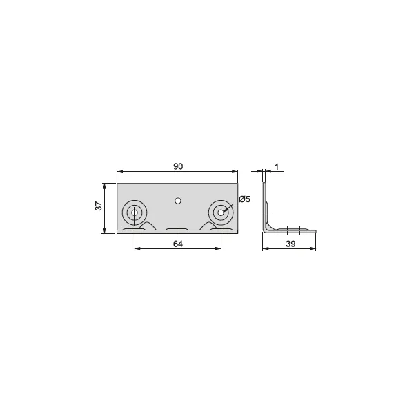 Chair bracket, zinc-plated, 90x39x37mm