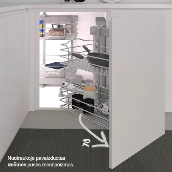 Pull out and turn for corner cabinets, DYNAMIC CORNER, W450mm left, wire, chrome