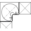 Three quarter circle carousel fitting, For corner cabinet, with 90° doors