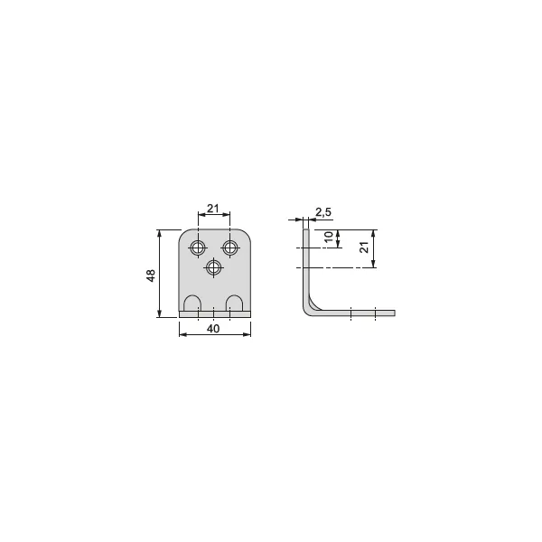 Chair bracket, zinc-plated, 48x48x40mm