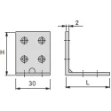 Jungtis kampinė metalinė 30x40x40mm,