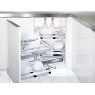 Corner cabinet pivoting extension fitting