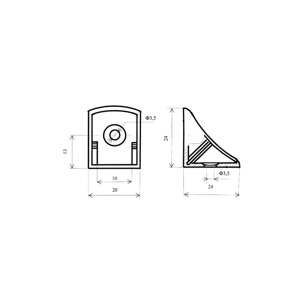 Universal corner connector, single, black