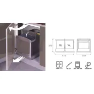 Pull-out wastebin, double, W500mm, quartz grey/light grey