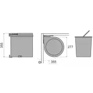 Wastebin 277x277mm H355mm stainless steel