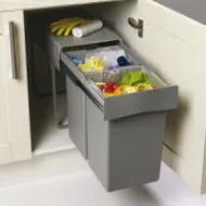 Pull out wastebin, double, W400mm, 21l gray
