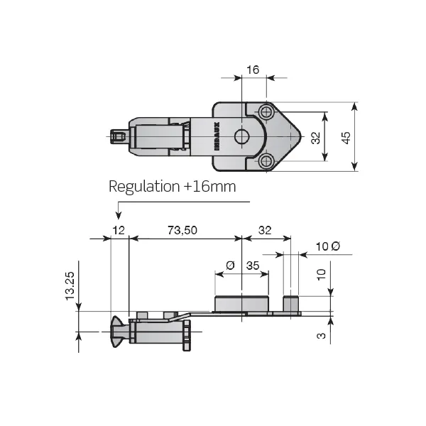 Upper back support fitting, zinc-plated, for ATLAS hanging system