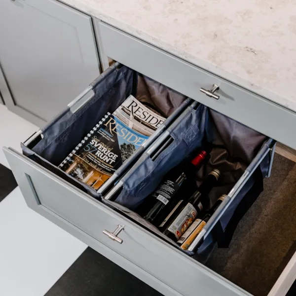 Collector with frame Handy, 440x270mm, H220mm, silver/dark grey