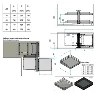 Reversible corner mechanism COMPACT W400mm wire, chrome
