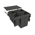 Pull-out wastebin 580EVO Line, W600mm, Ø502mm, H485mm, 2x8+2x29l, orion grey