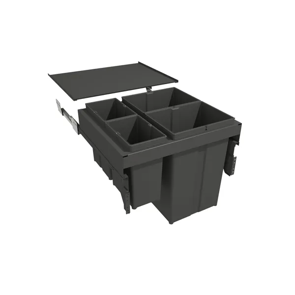 Pull-out wastebin 580EVO Line, W600mm, Ø502mm, H485mm, 2x8+2x29l, orion grey