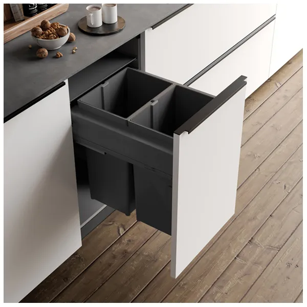 Šiukšliadėžė ištraukiama 580EVO Line, P600mm, Ø502mm, H529mm, 2x40l, antracitas