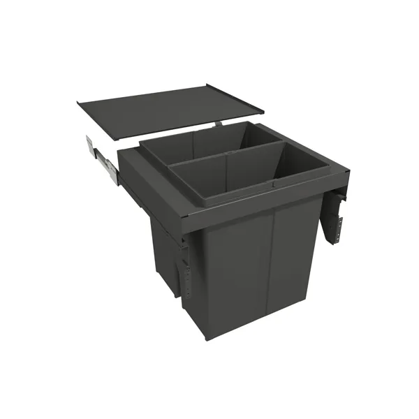 Pull-out wastebin 580EVO Line, W600mm, Ø502mm, H529mm, 2x40l, orion grey
