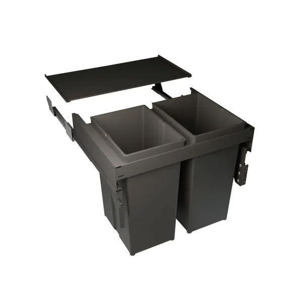 Pull out wastebin 580EVO Compact Line, W600mm, Ø451mm, H485mm, 2x29l, orion grey
