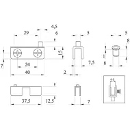 Glass hinge U type nickel