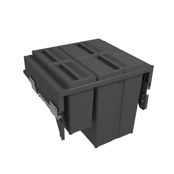 Pull-out wastebin 580PLUS Line, W600mm, Ø502mm, H463mm, 2x8+2x29l, orion grey