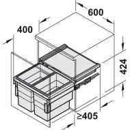 Two compartment waste bin, Double Bin, Hailo Cargo Synchro