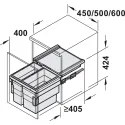 Two compartment waste bin, Double Bin, Hailo Cargo Synchro