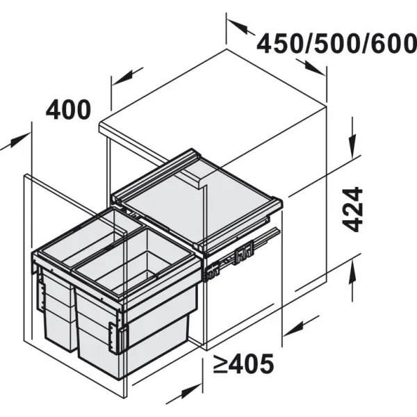 Two compartment waste bin, Double Bin, Hailo Cargo Synchro