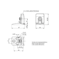 Set of hinges, SQUARE II, for glass/wood, matt chrome