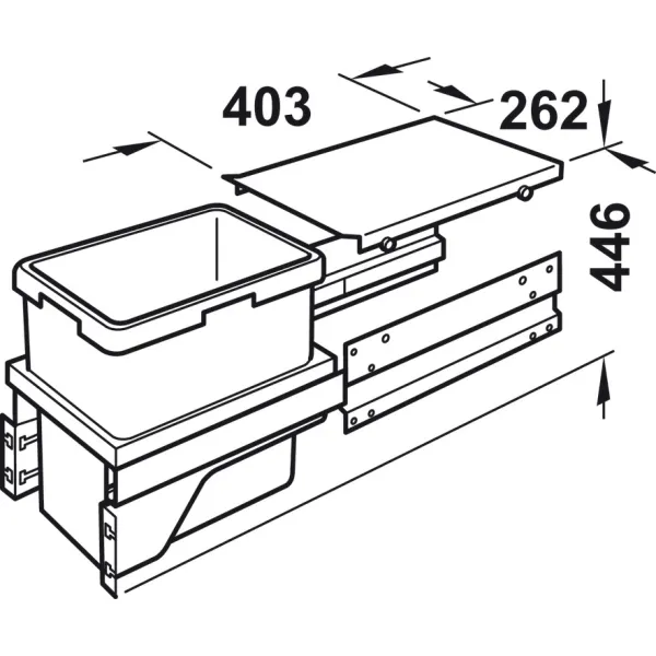 Šiukšliadėžė pilno ištraukimo H420mm, P430mm, 30l pilka