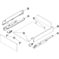 Stalčių šonai Matrix Box Slim A Synchro, H89mm, L300mm, 30kg, švelnaus uždarymo, pilka