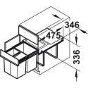 Šiukšliadėžė 3 dalių 1x18l+2x8,5l